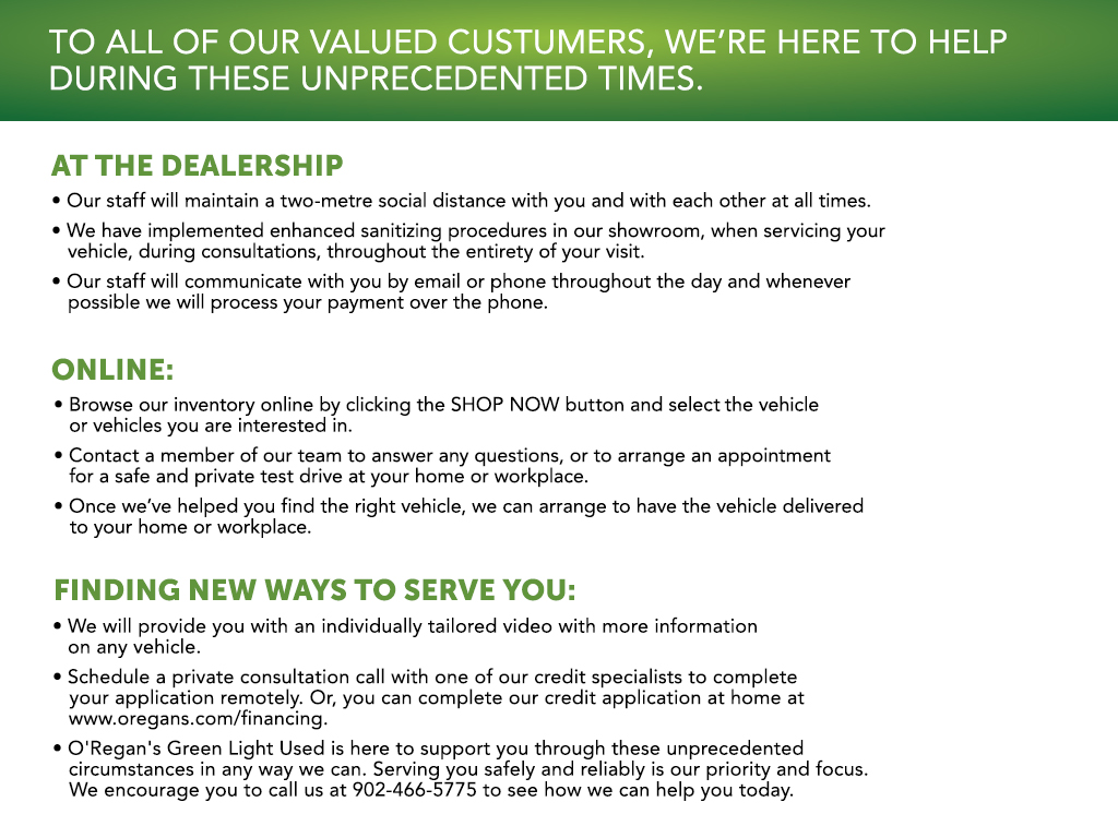 Safety O'Regan's Green Light Used Cars Halifax